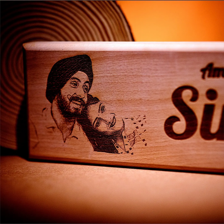 Photo Personalized Rectangle Wooden Name Plate