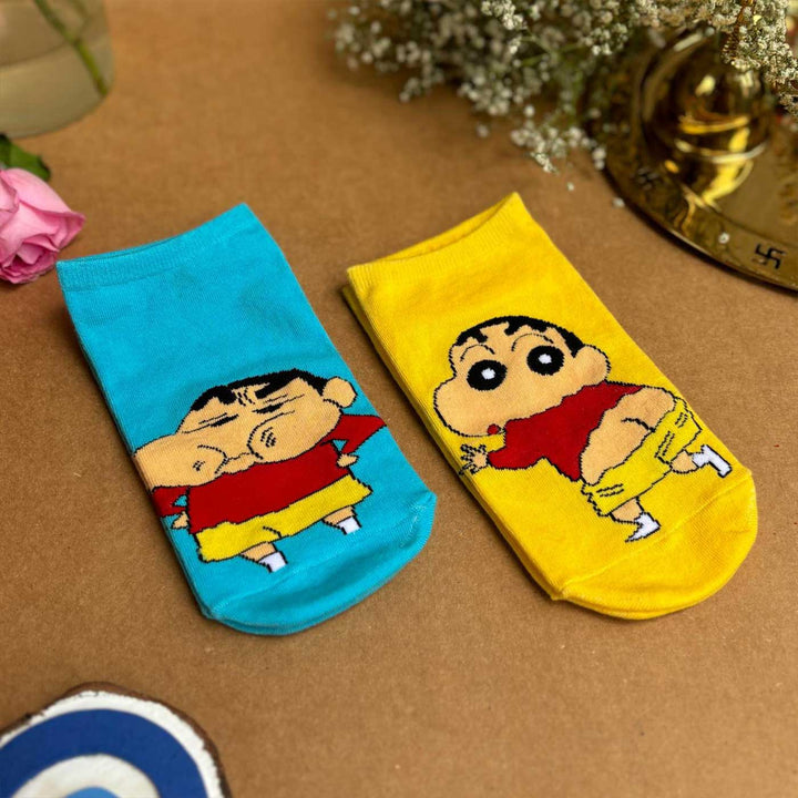 Photo Personalized Sinchan Theme Gift Hamper For Sisters | Includes 2 Pair Socks, 1 Keychain, 1 Mug, 1 Fridge Magnet & 1 Card Wallet