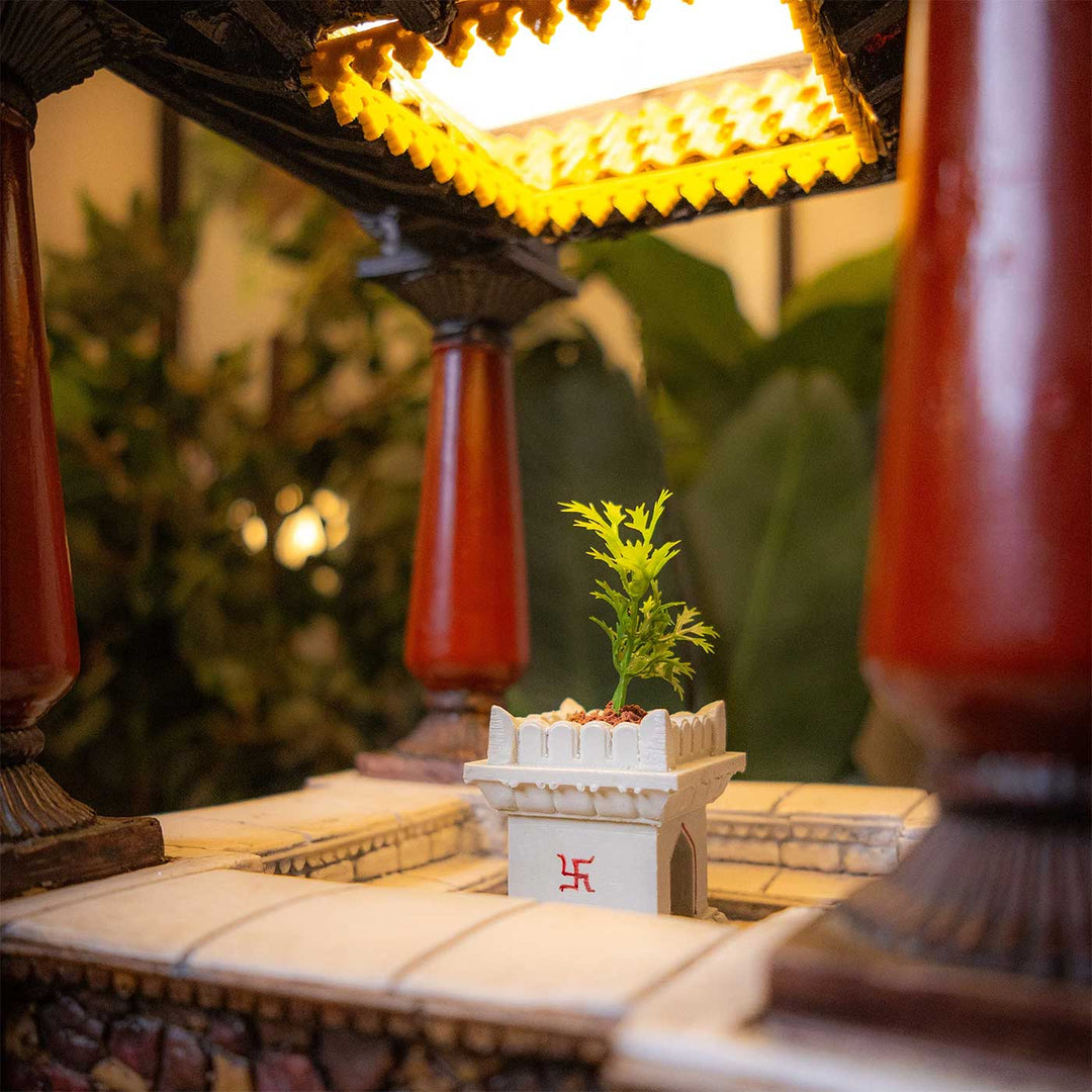 Handcrafted Aangan Miniature Courtyard Table Lamp For Home Decor