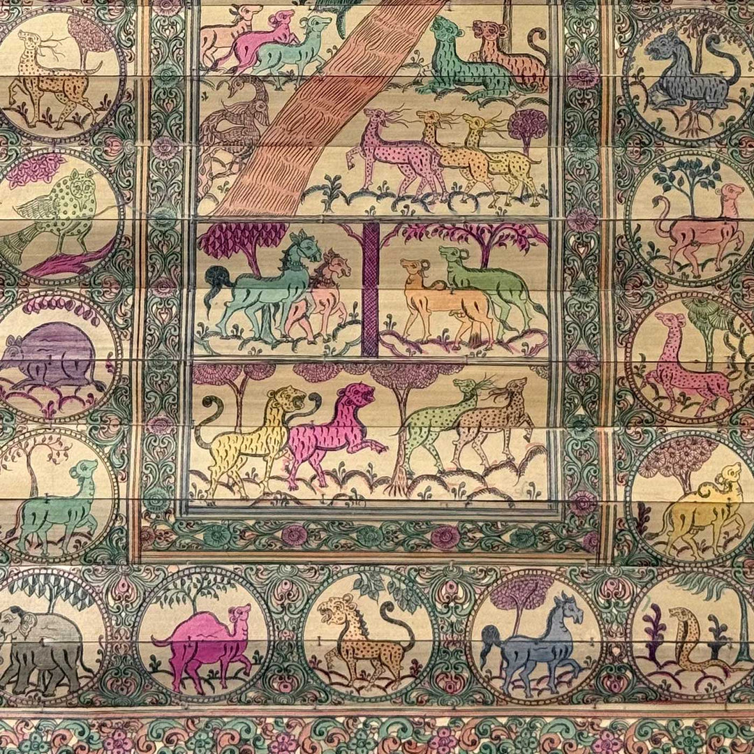 18 X 30 Inch | Handmade Palm Leaf Animals Painting