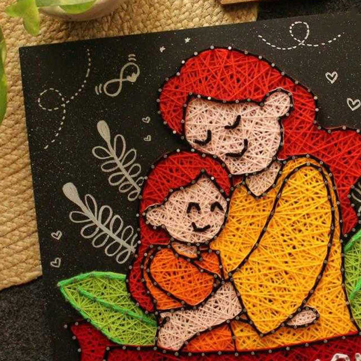 Handmade String Art "I Love You Mom" MDF Decorative Plaque For Mothers