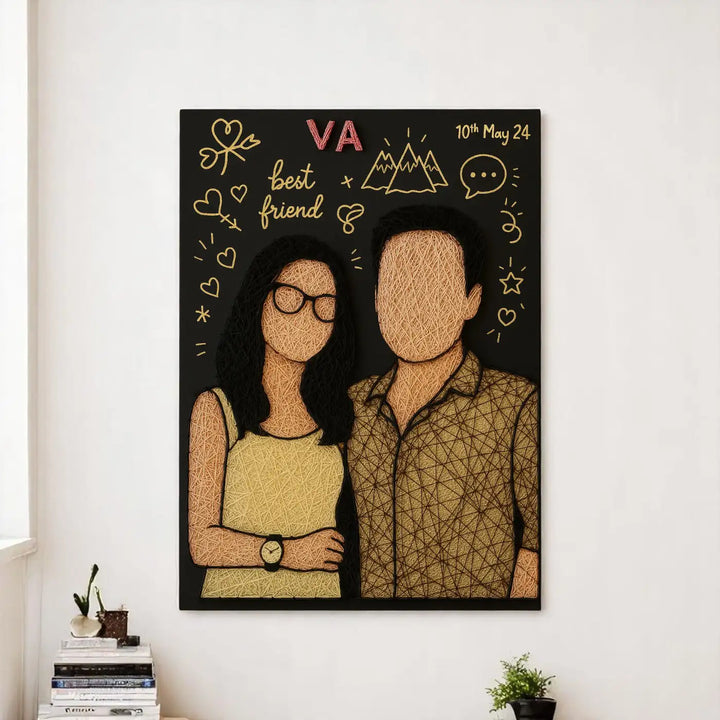 Photo Personalized Handmade String Art Besties Theme Mdf Wood Decorative Plaque
