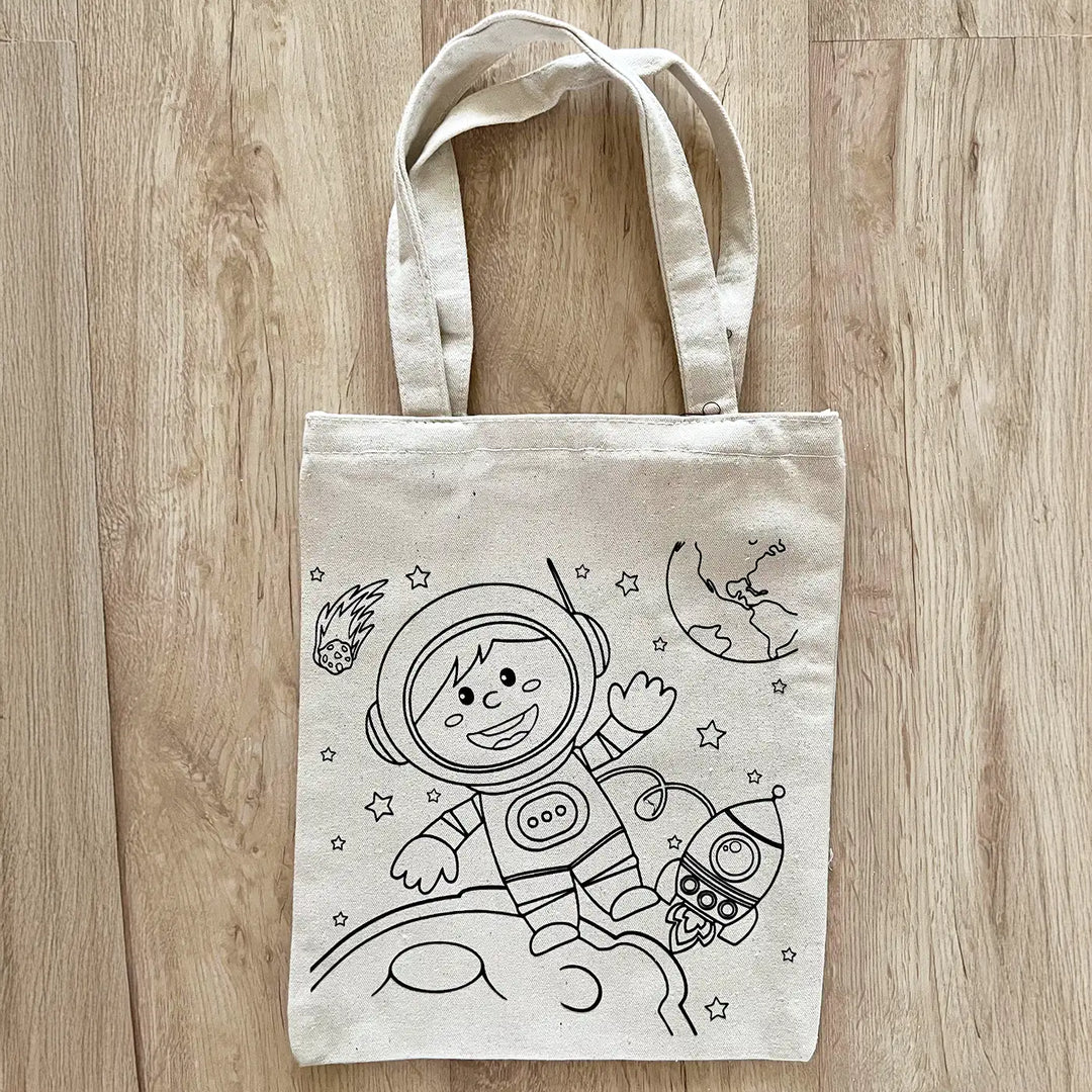 DIY Colour It Yourself Space Exploarer Cotton Kids Tote Bag