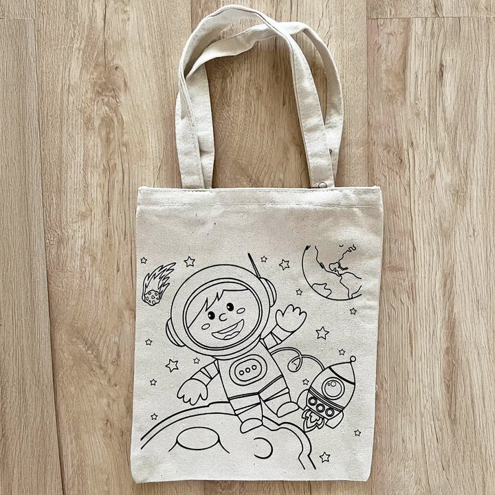 DIY Colour It Yourself Space Exploarer Cotton Kids Tote Bag