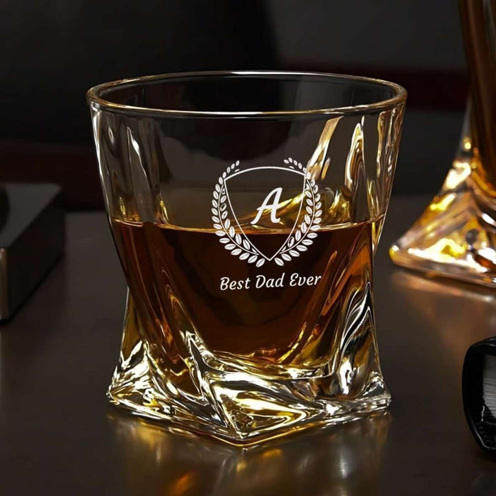 Personalized Engraved Best Dad Ever Theme Whiskey Glass | 310 ml