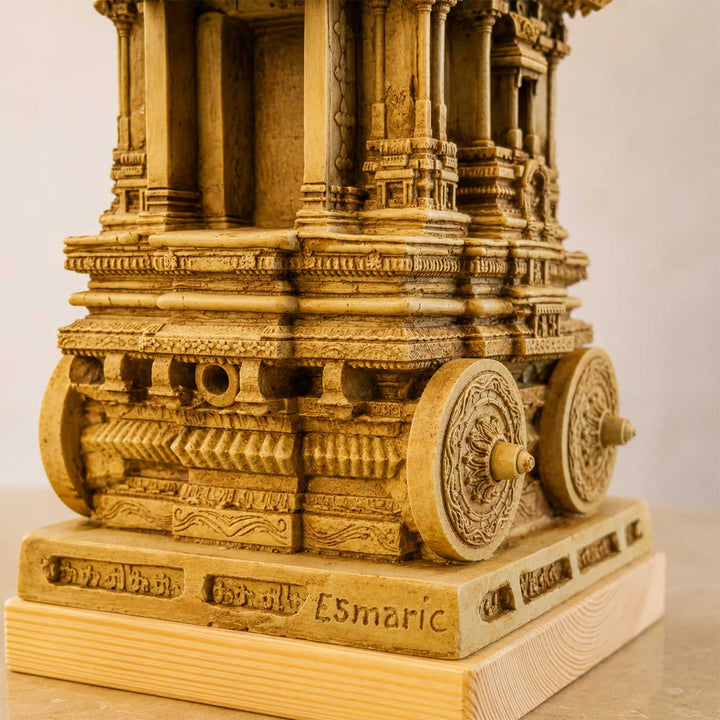Handcrafted Vijaya Hampi Stone Chariot Miniature Table Lamp For Home Decor