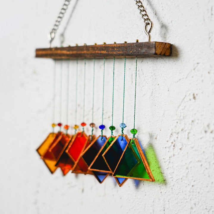 Triangle & Diamond Stained Glass Windchime