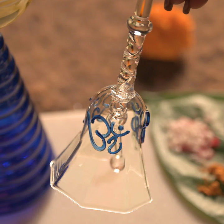 Handmade Blue Ringing Glass Bell | 5.9 inch