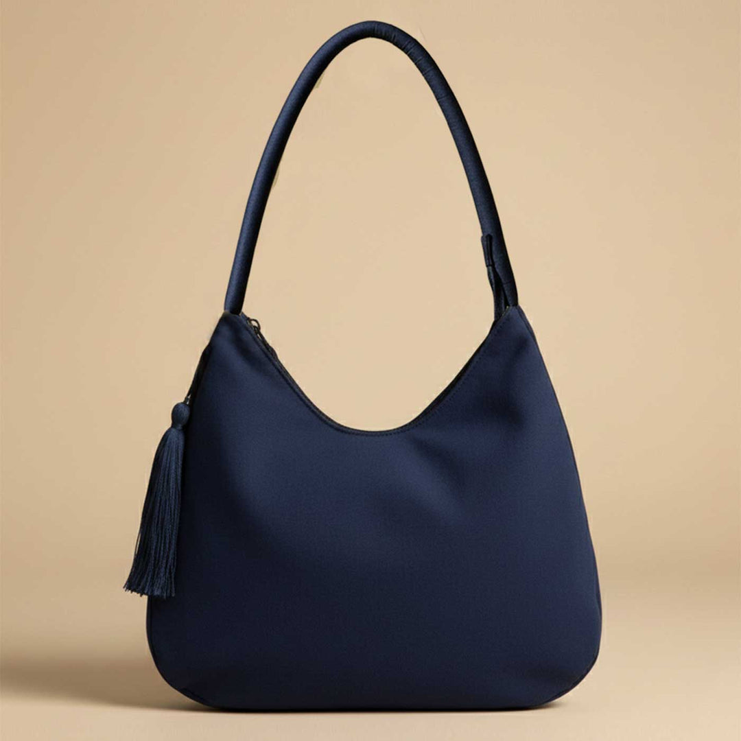 Lime Bloom Cross-Stitch Embroidered Hobo Shoulder Bag