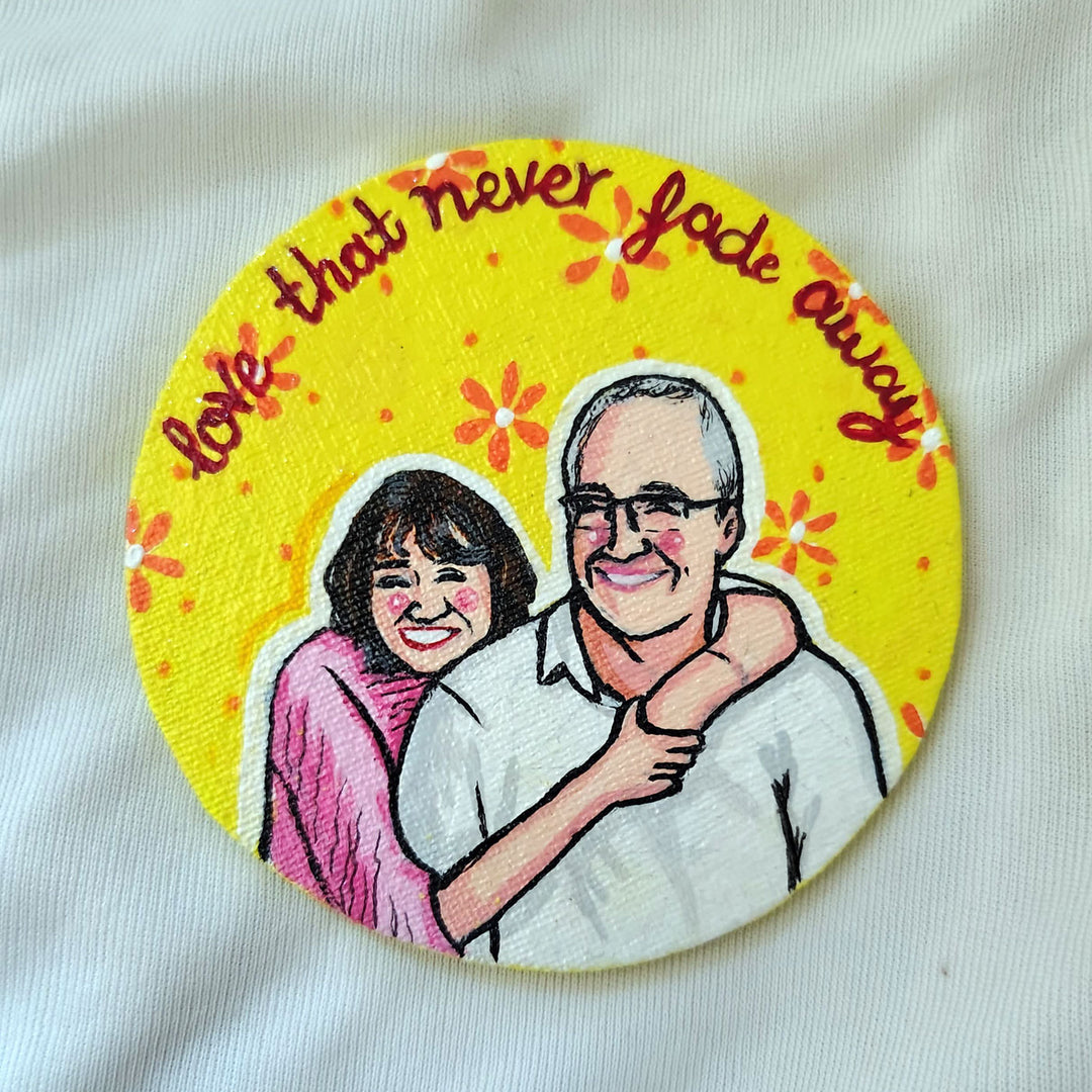 Photo Personalized Hand-Painted Dad And Daughter Canvas Fridge Magnet