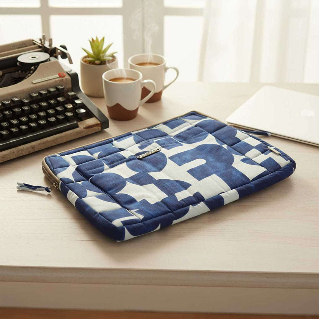 Handmade Sustainable Blue Abstract Laptop Sleeve