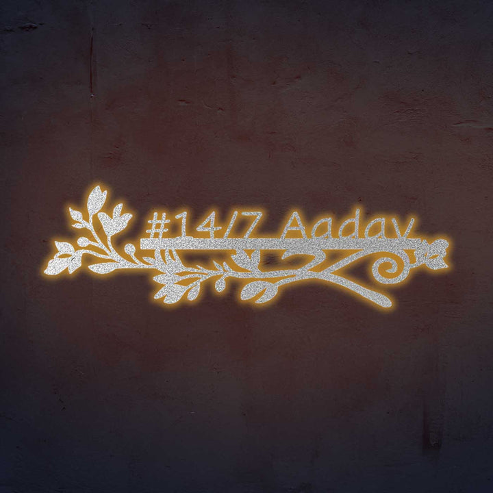 Personalized Laser Cut Sleek Floral Design Steel Name Plate