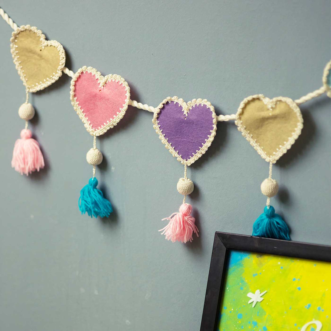 Handmade Crochet Heart Themed Felt Bunting