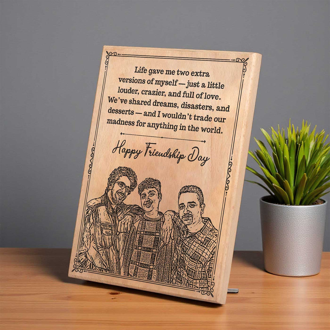 Photo Personalized Handmade Engraved Friendship Day Wooden Decorative Plaque