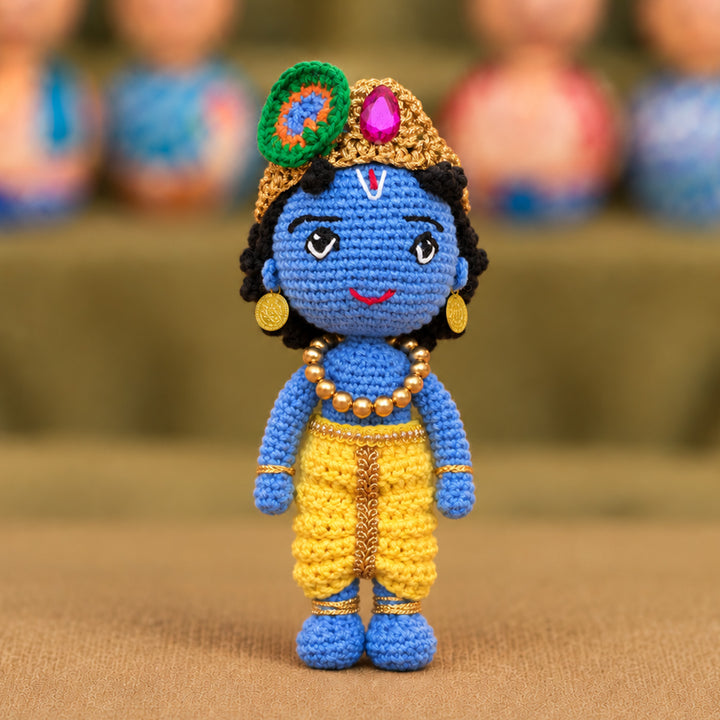 Handmade Sri Krishna Crochet Cotton Golu Doll For Gifting & Decor