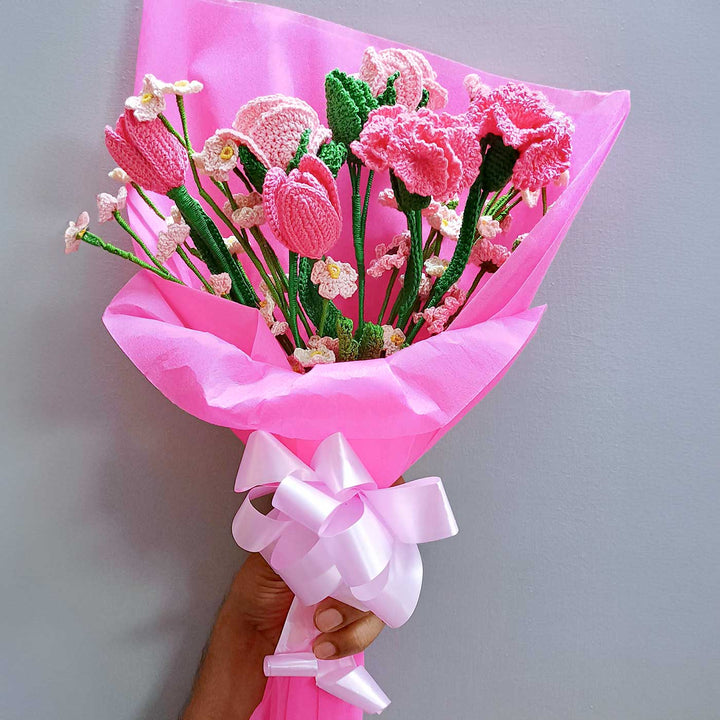 Handmade Crochet Colourful Cotton Flower Bouquet