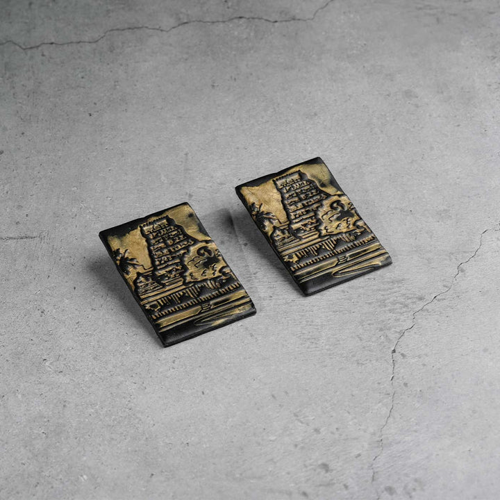 Handmade Polymer Clay Mylapore Kapaleeshwarar Temple Design Earrings