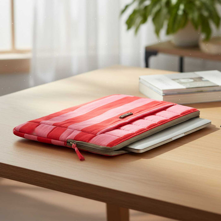 Handmade Sustainable Bubble Gum Stripe Laptop Sleeve