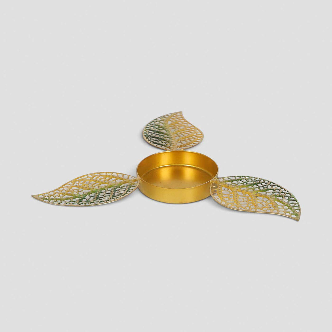 Set of 2 | Handmade Etched Peacock Small Urli With Floral Tealight Holder For Festive Decor