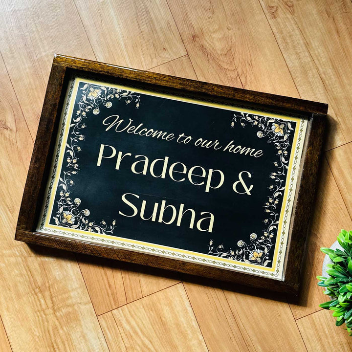 Ebony Blossom Personalized Resin Wooden Frame Name Plate