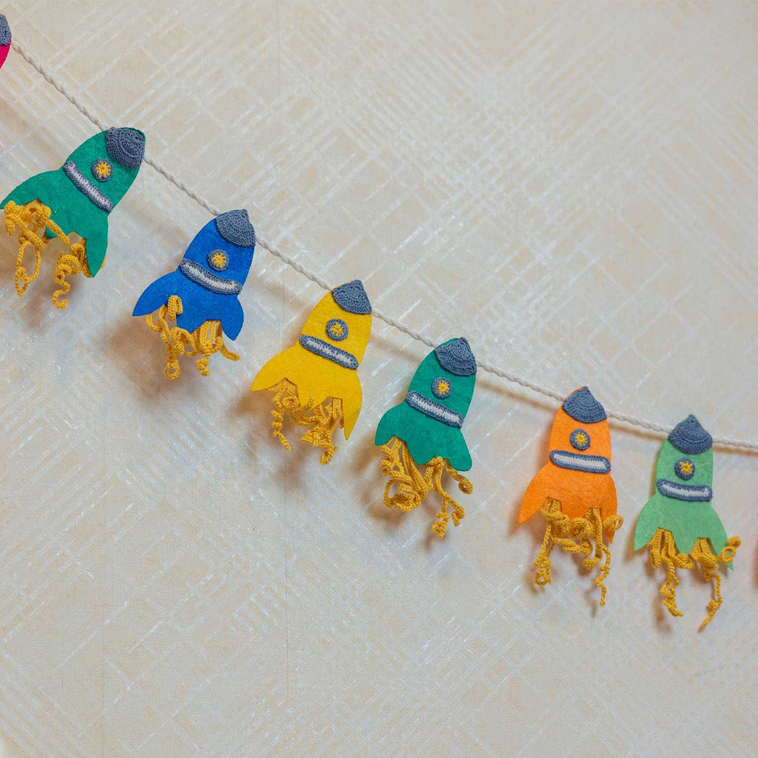Handmade Crochet Fly Me To The Moon Design Bunting
