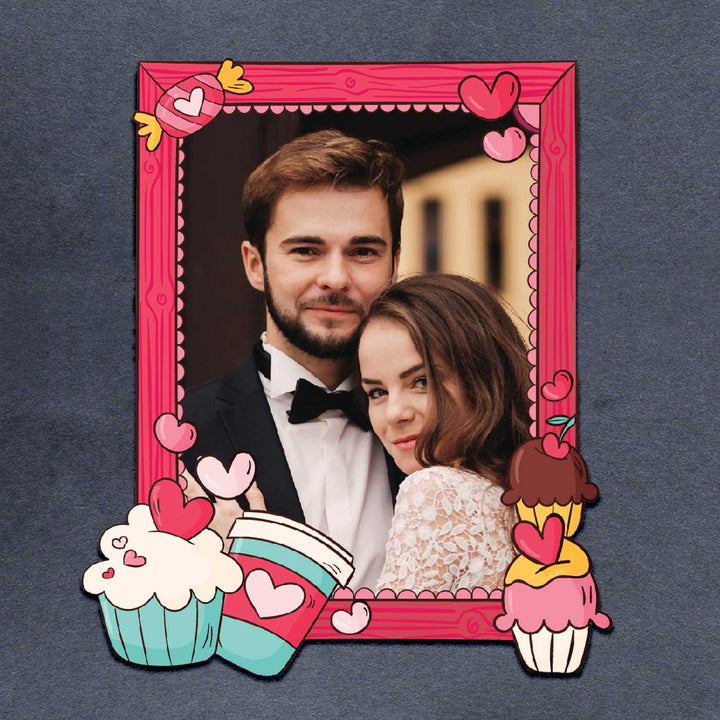 Photo Personalized Dessert Love Theme Wooden Fridge Magnet