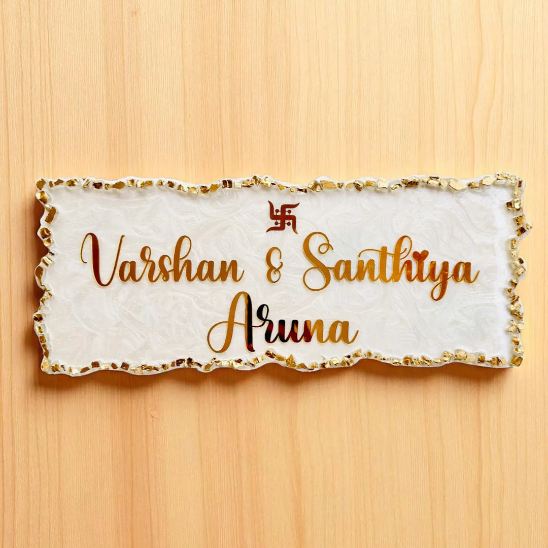 Personalized White & Gold Resin Name Plate
