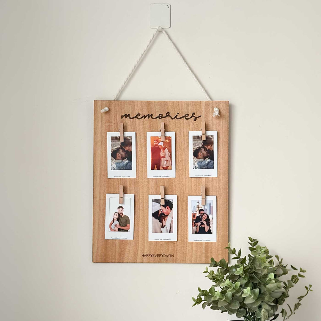Photo Personalized "Memories" Wooden Wall Hanging With Polaroids