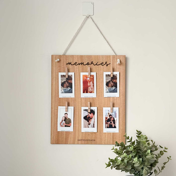 Photo Personalized "Memories" Wooden Wall Hanging With Polaroids