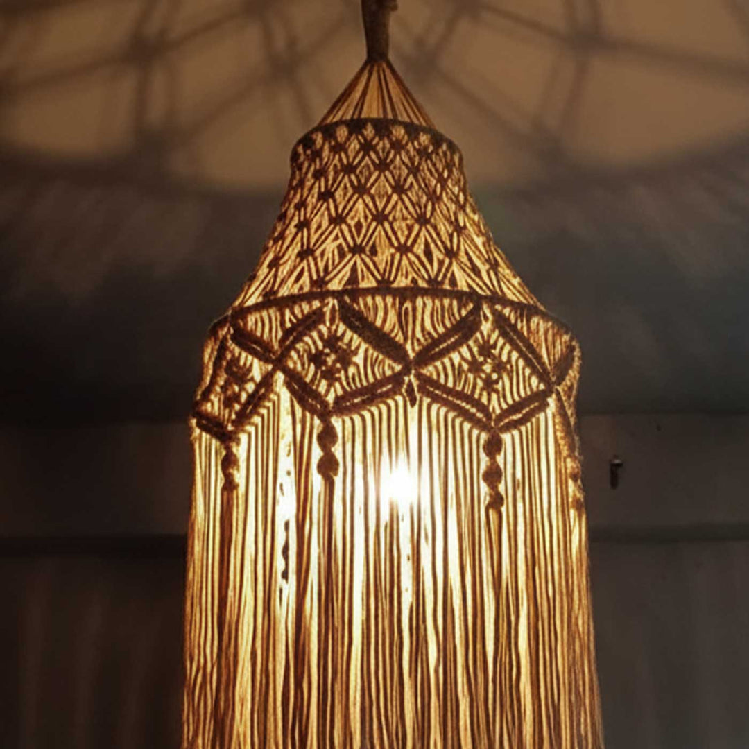 Handmade Macrame Aesthetic Design Cotton Hanging Lamp