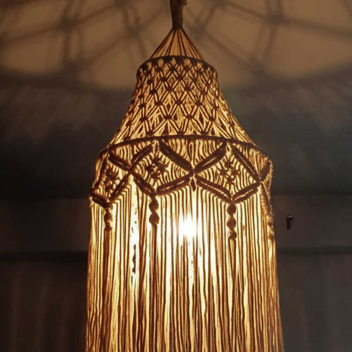 Handmade Macrame Aesthetic Design Cotton Hanging Lamp