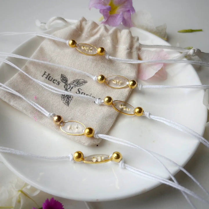 Handmade Preserved Flower Saadgi Resin Rakhi With Roli Chawal
