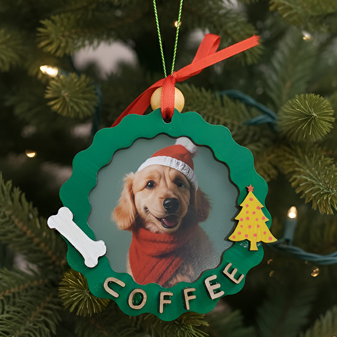 Photo Personalized Dog Theme MDF Wood Ornament For Christmas Decoration