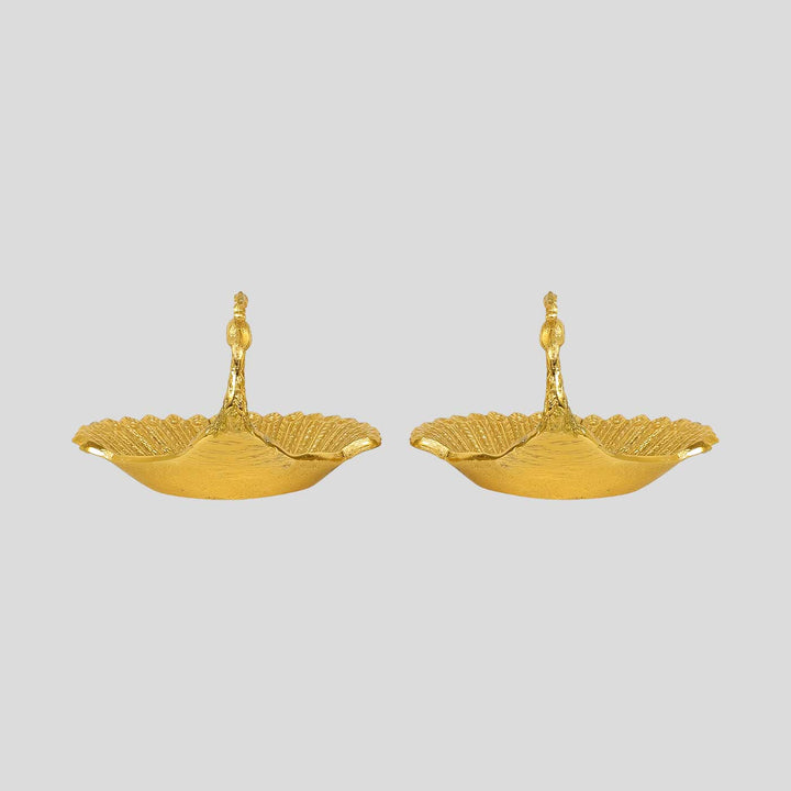 Handmade Peacock Shaped Aluminium Platter | Set Of 2