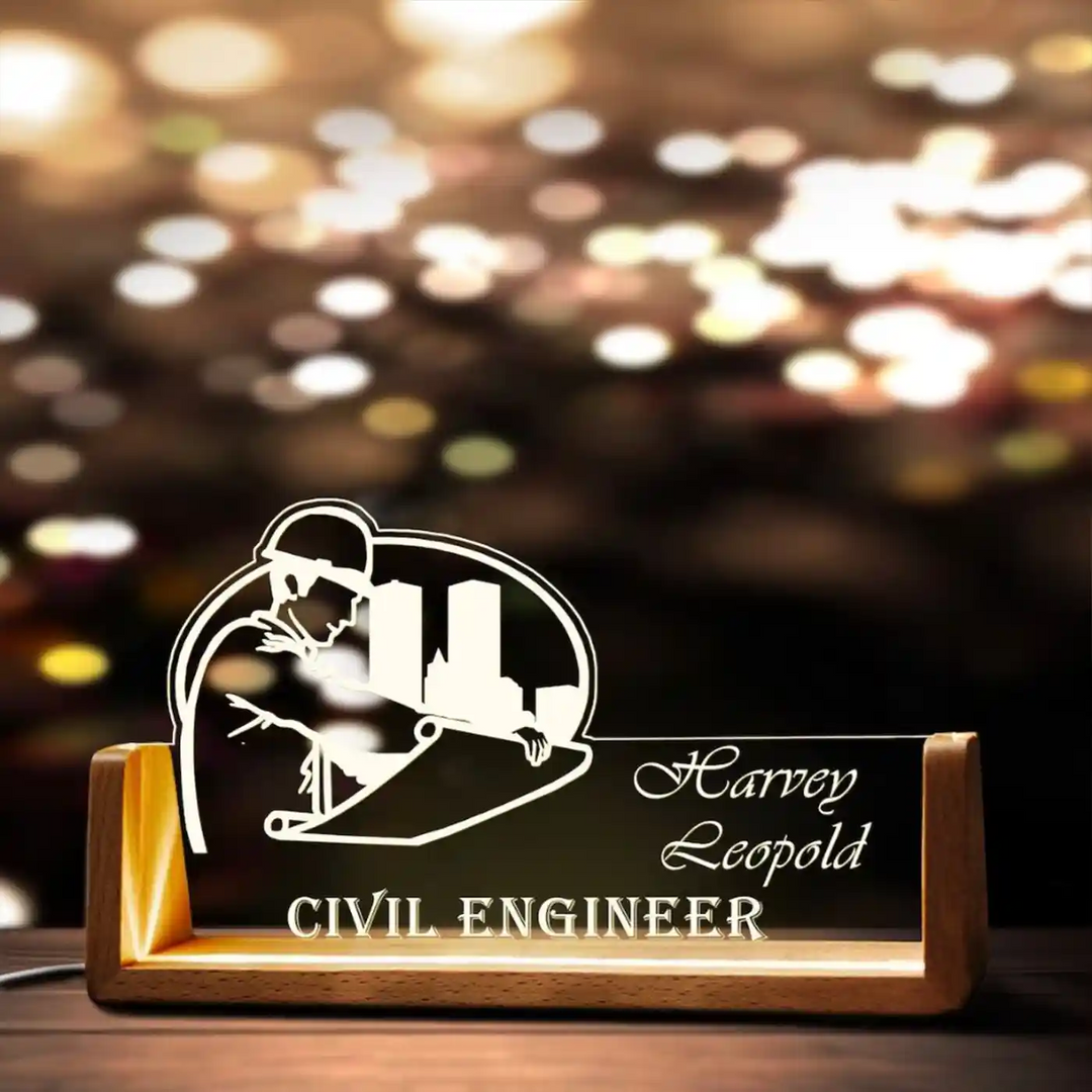 Personalized Civil Engineer Theme Acrylic Name Plate