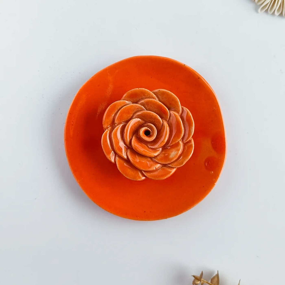 Handmade Floret Design Ceramic Incense Stick Holder
