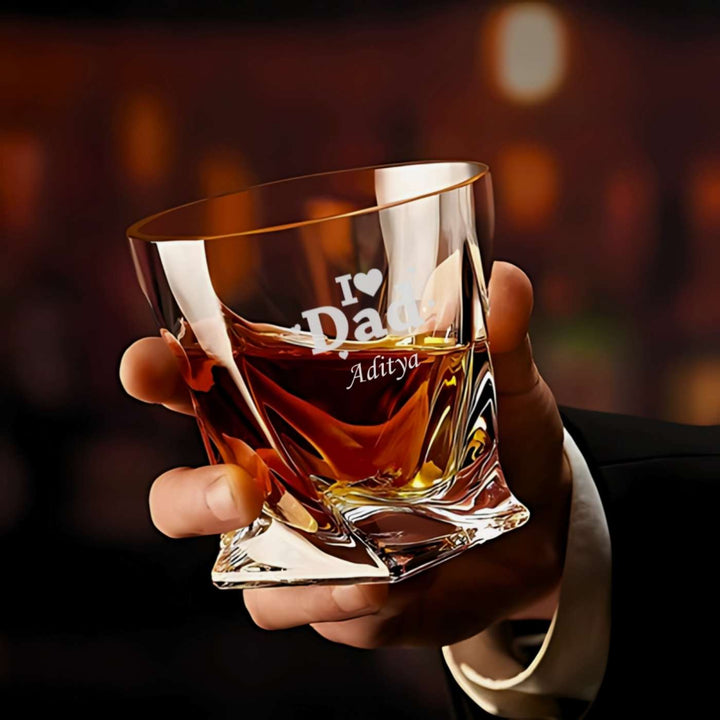 Personalized  Engraved I Love Dad Theme Whiskey Glass | 310 ml