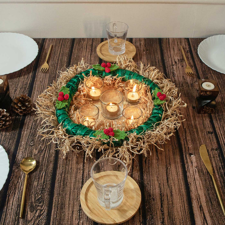 Ecofriendly Centerpiece Banana Wreath With Candle Holder
