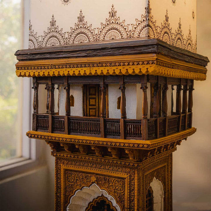 Handcrafted Sehar Haveli Miniature Haveli Facade Table Lamp For Home Decor