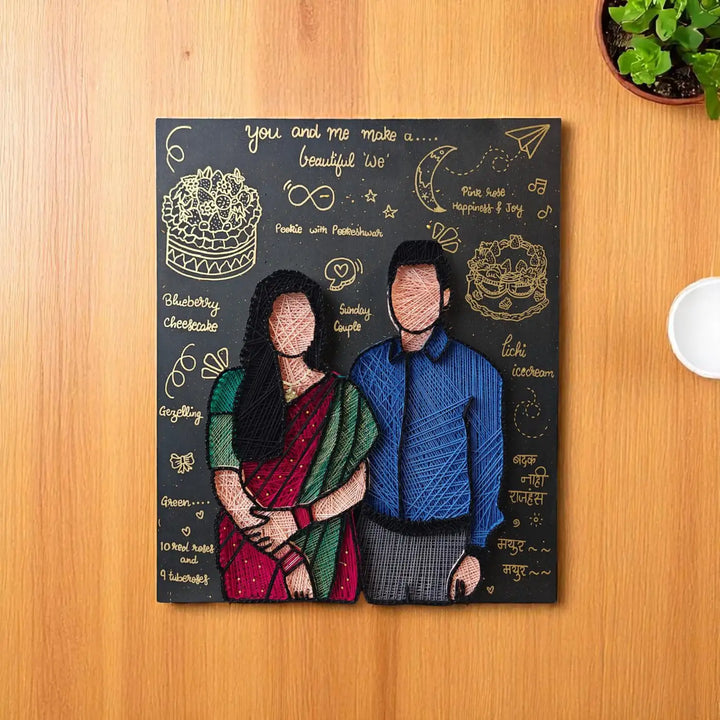 Photo Personalized Handmade String Art Anniversary Theme MDF Wood Decorative Plaque