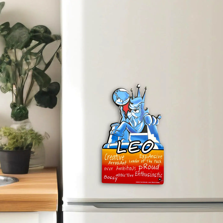 Printed Leo Zodiac Sign MDF Wood Fridge Magnet