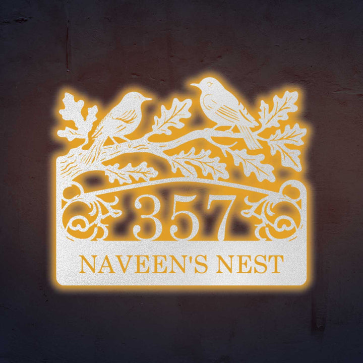 Personalized Laser Cut Birds Theme Steel Name Plate