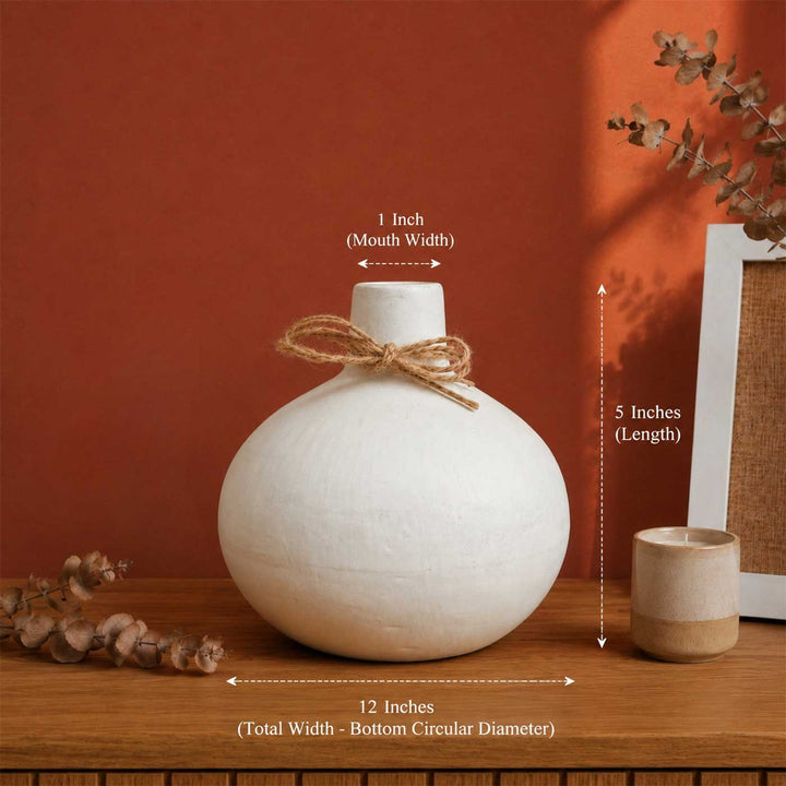 Moonstone Bloom Porcelain Vase With Dried Flower Bunch