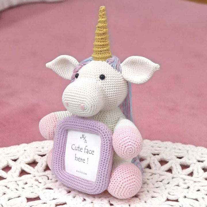 Handmade Crochet Unicorn Photo Frame for Kids