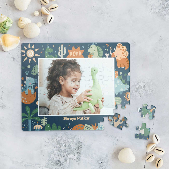 Photo Personalized Dino Party Theme Acrylic Puzzle