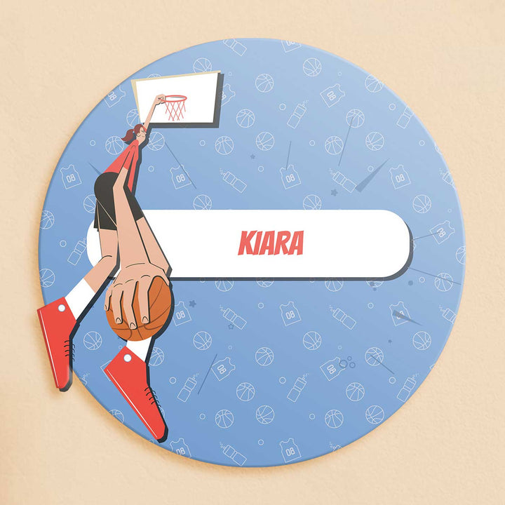 Personalized Basketball Fever Girl Theme Acrylic Kids Name Plate