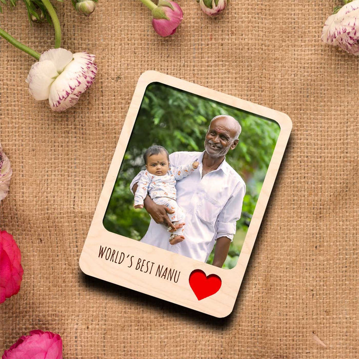 Photo Personalized Three Generations Theme Wooden Fridge Magnet For Fathers | Set Of 3