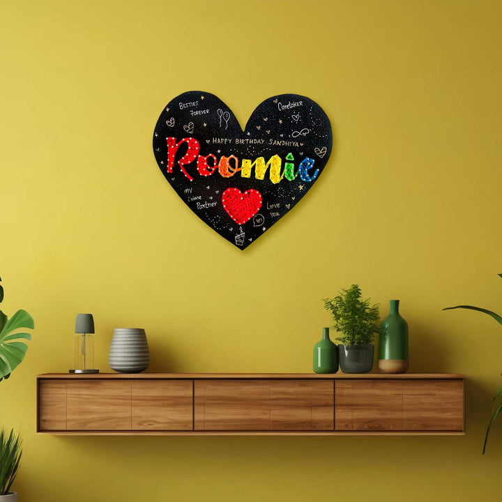 Personalized Handmade String Art Heart Shape Wooden Decorative Plaque
