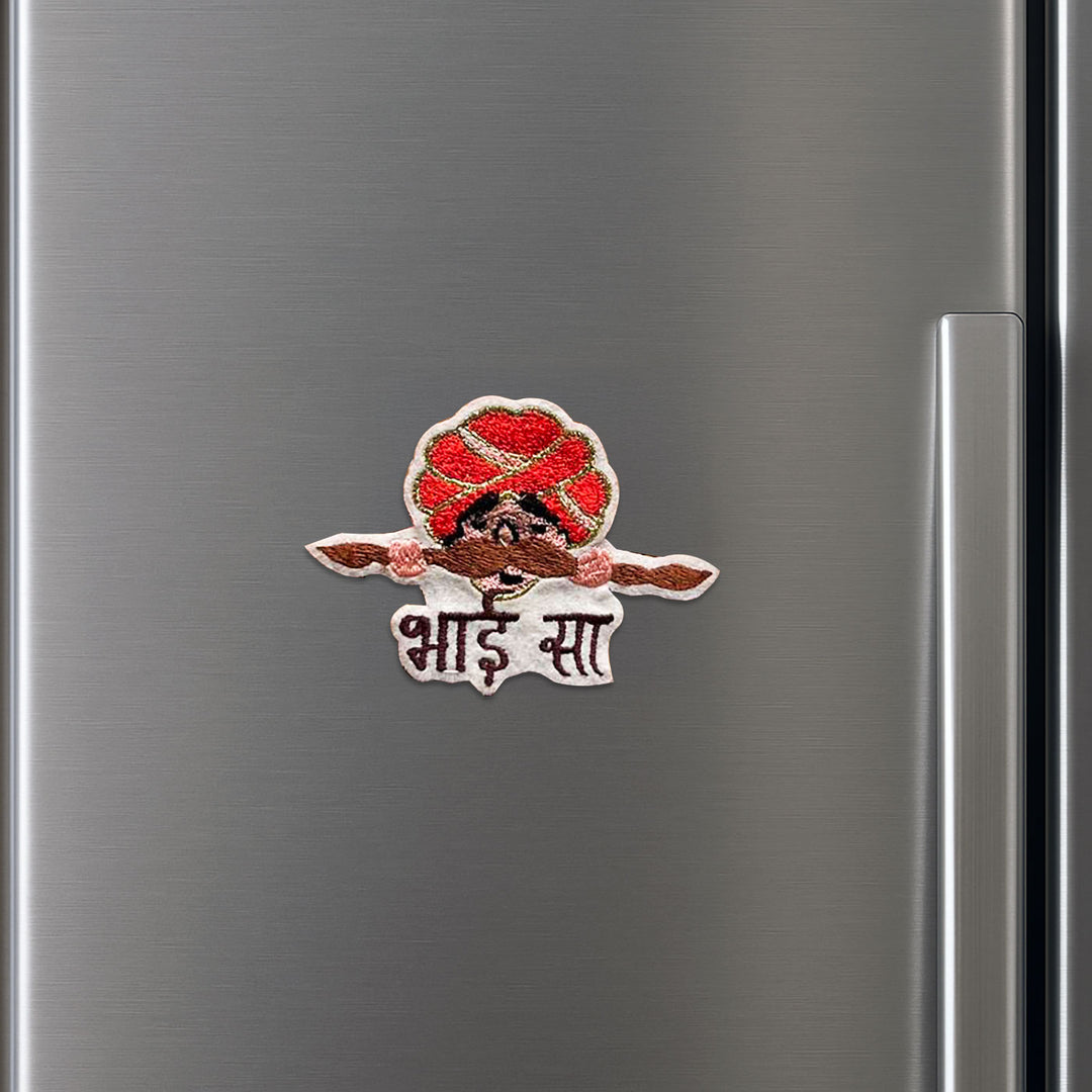 Handmade Reusable Rajasthani Bhai Saa Felt Rakhi For Brother - Mounted on Refrigerator Door