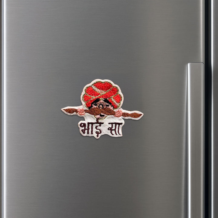 Handmade Reusable Rajasthani Bhai Saa Felt Rakhi For Brother - Mounted on Refrigerator Door